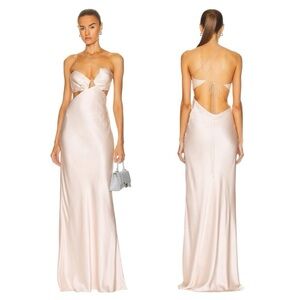 The Sei Slant Bias Silk Maxi Dress Pearl Ivory Cream Gown Women’s 10 NWT Bridal